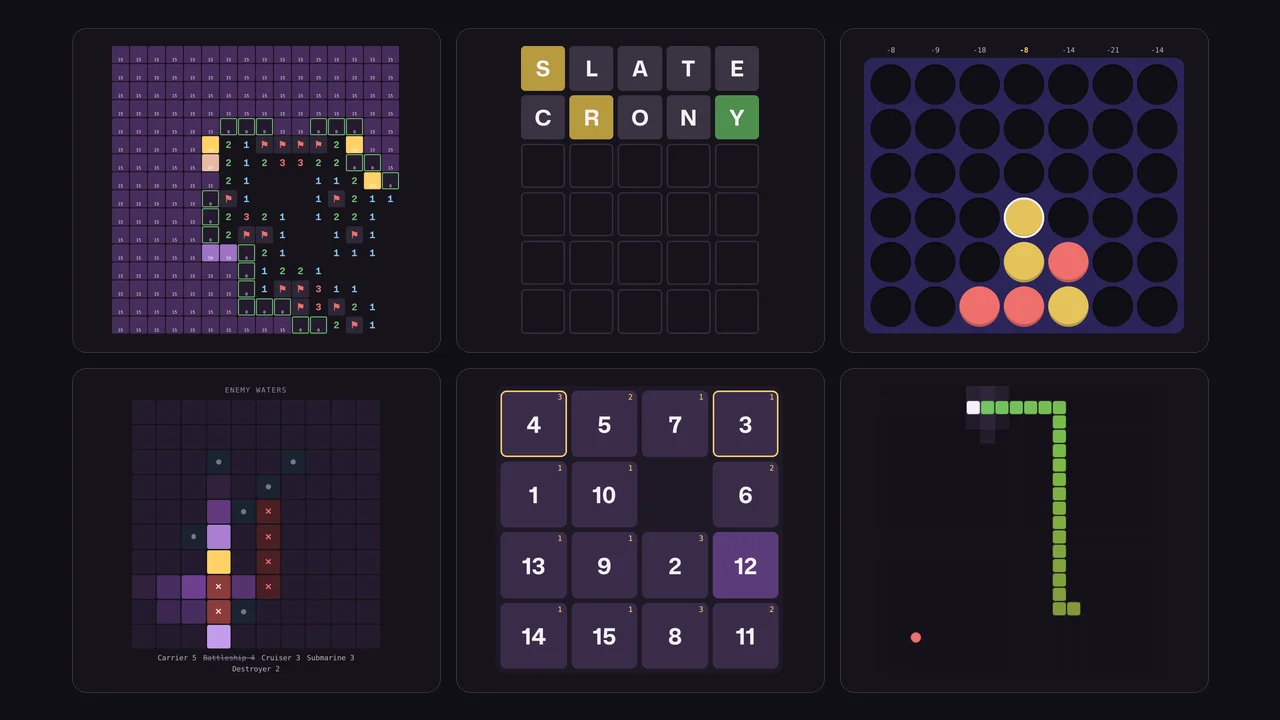 Six games from the arcade with their solvers' thinking switched on